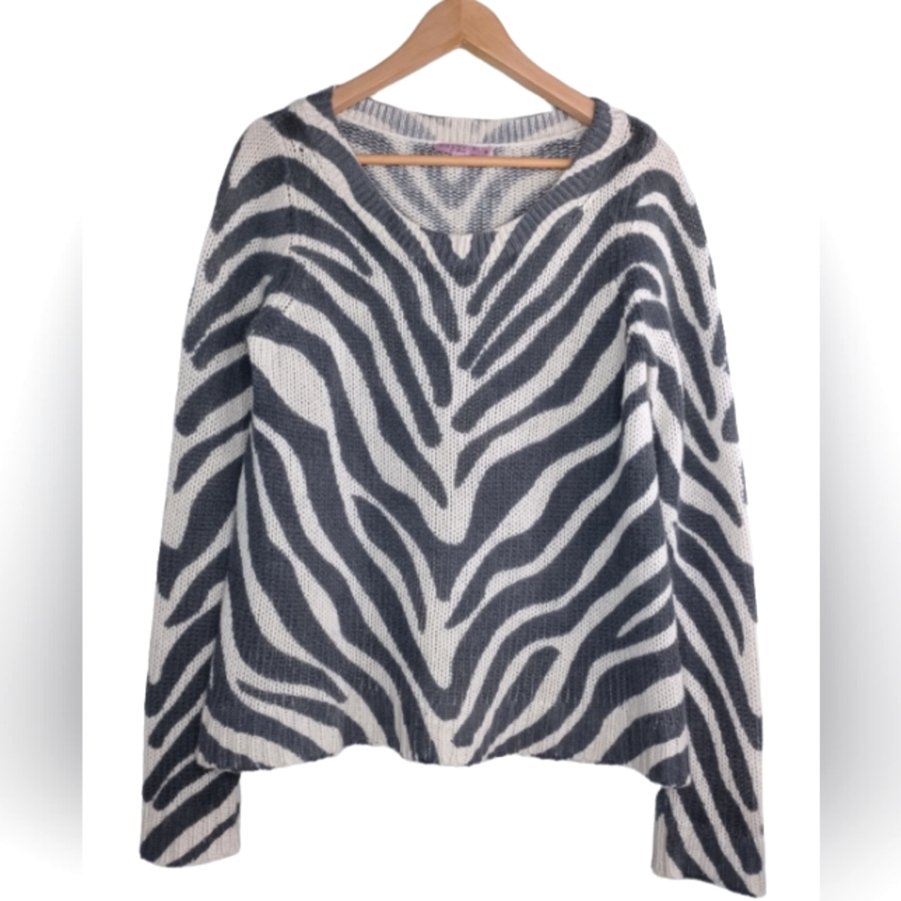 Calypso St. Barth Zebra 100% Animal Print Cashmere Jumper Sweater